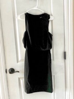 Mango Black Silky Stretch Sheath Dress Business Careerwear XS US